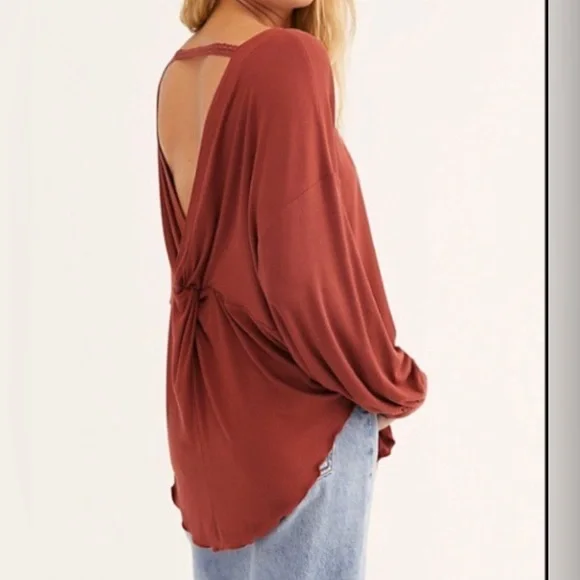NWT, FREE PEOPLE COWBOY MED TOP in Rust color - Picture 1 of 14